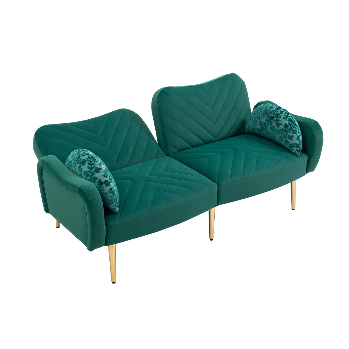 65 inch Velvet Loveseat Sofa with 2 Bolster Pillows T52729