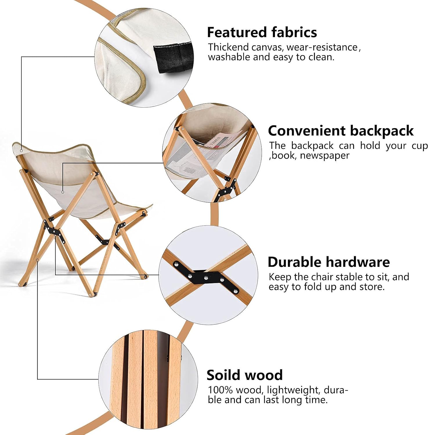 Wood Camping Chair with Carry Bag F264611