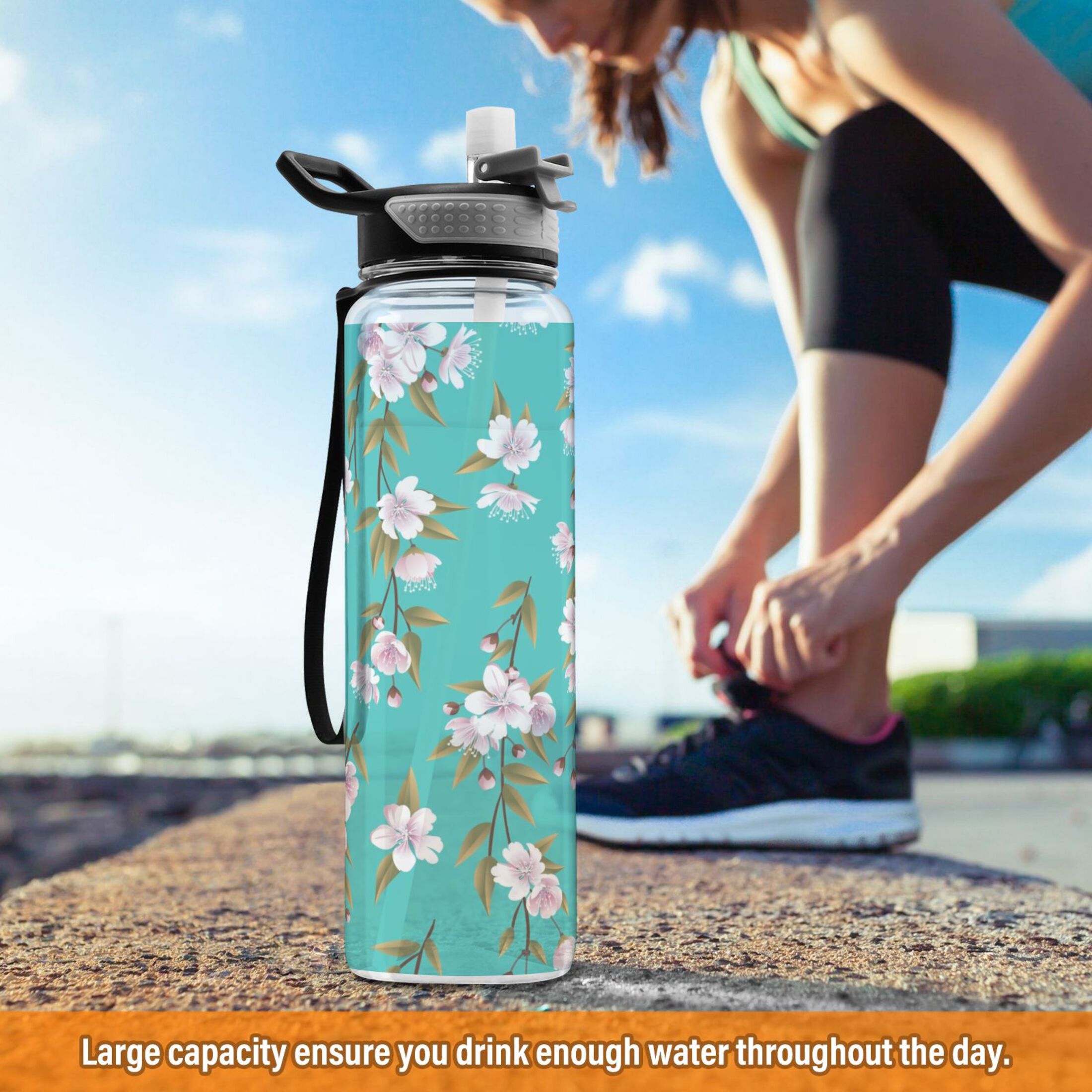 32oz Tritan Leakproof Clear Sports Water Bottle H221104
