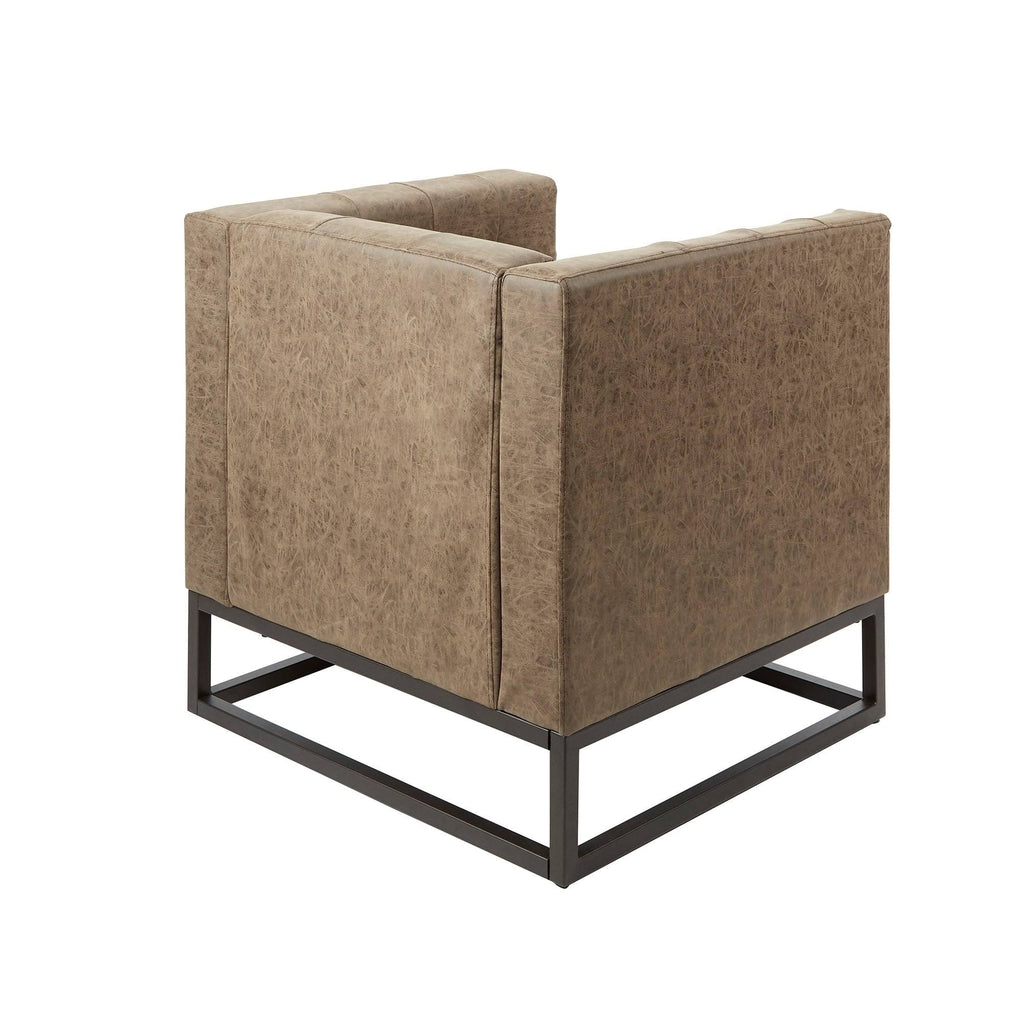 Brown Upholstered Accent Chair with Metal Base C742