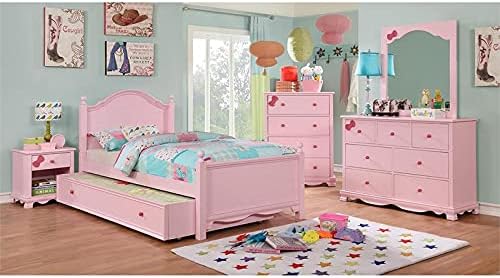 Pink Wood 1-Drawer Nightstand B61177