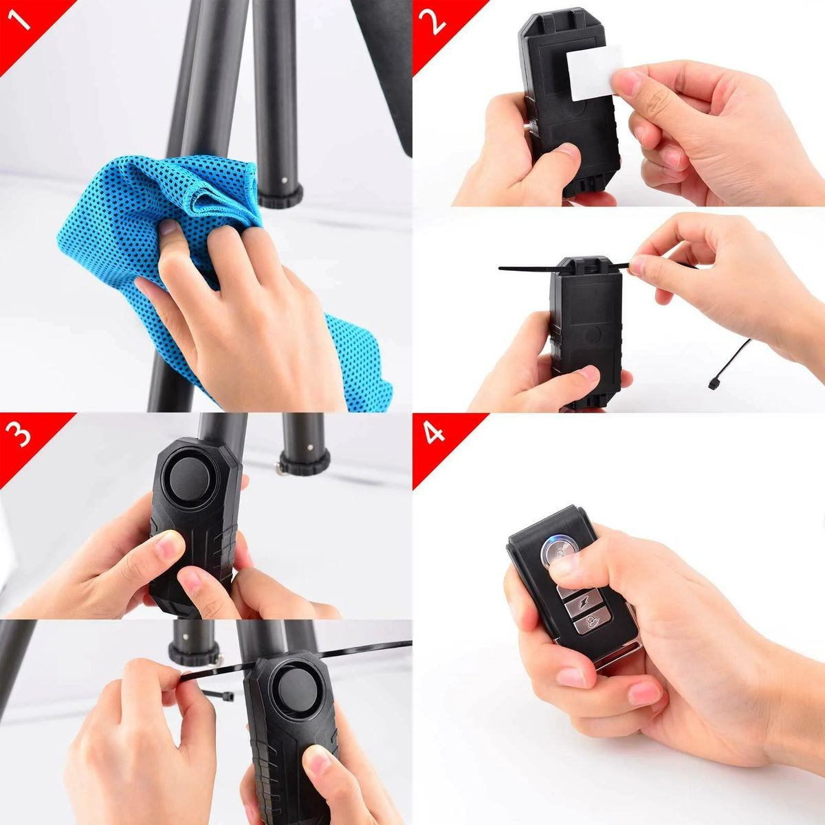 2 Set Wireless Bike Alarm with Remote, Anti-Theft Vibration Motion Sensor Alarm, IP55 Waterproof 113dB Alarm P498