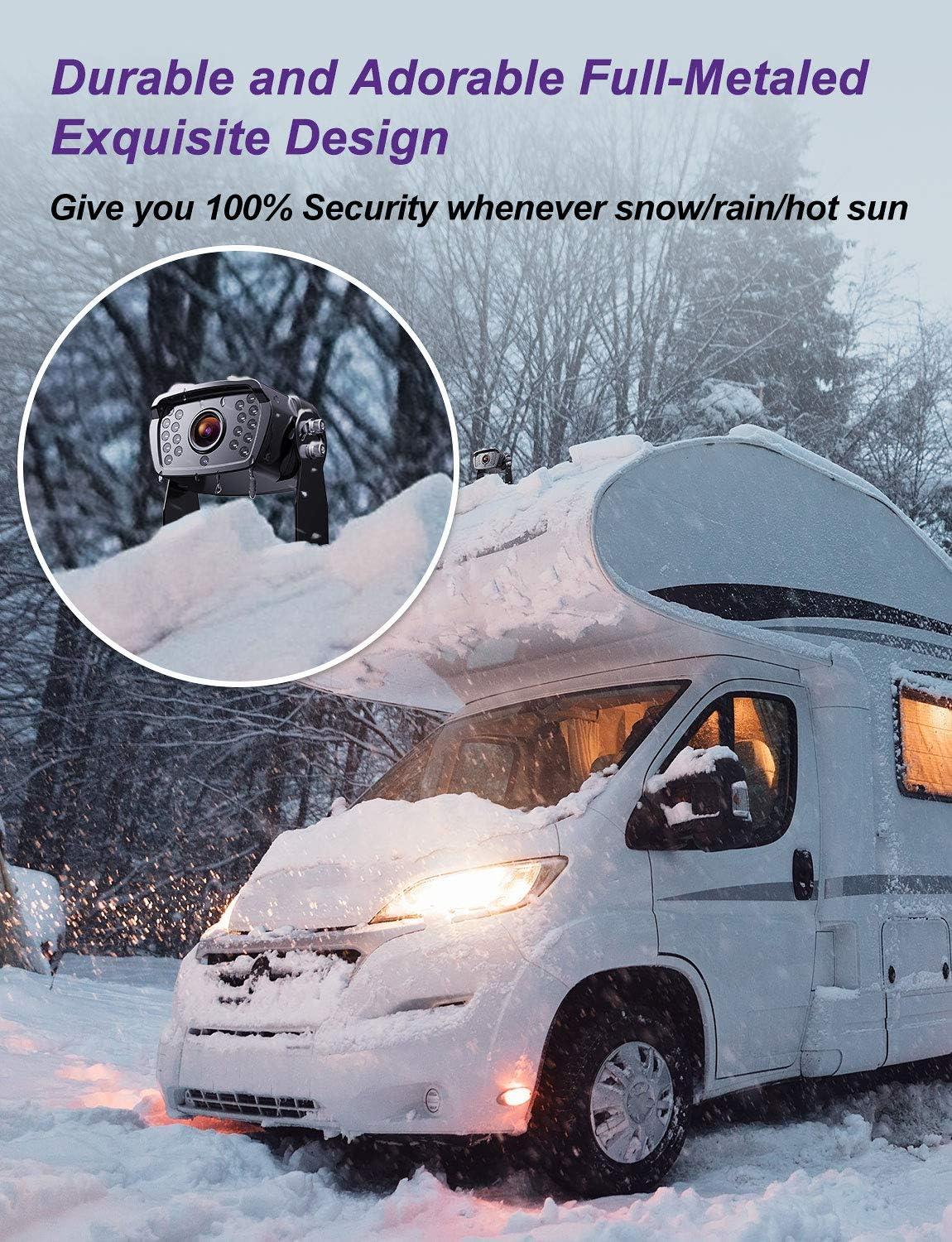 Backup Camera with Monitor Dual Camera System Kit with DVR IP69 Waterproof Wired Camera W890681