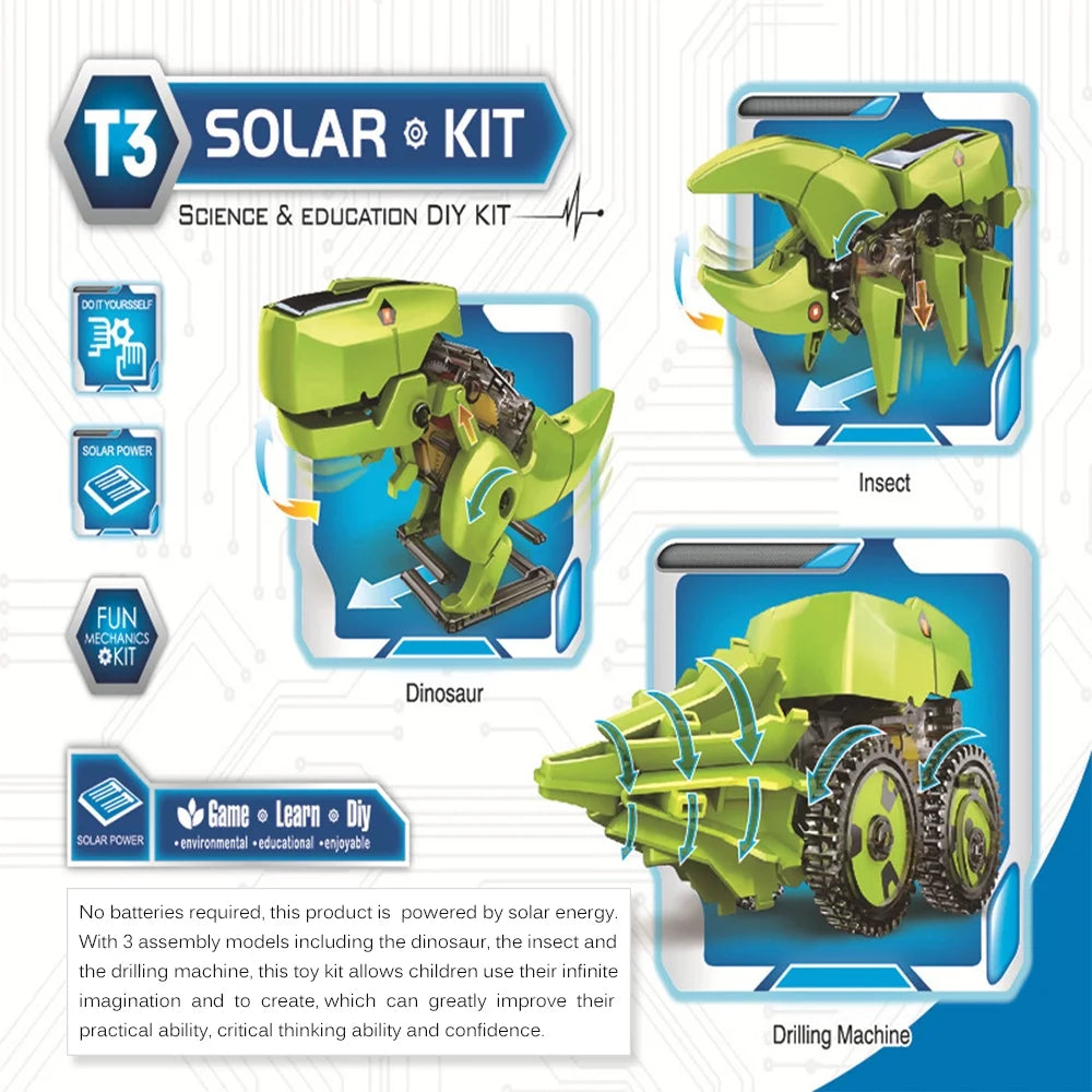 3 in 1 Solar Robot STEM Science Physics Experiment Assembly Model D510