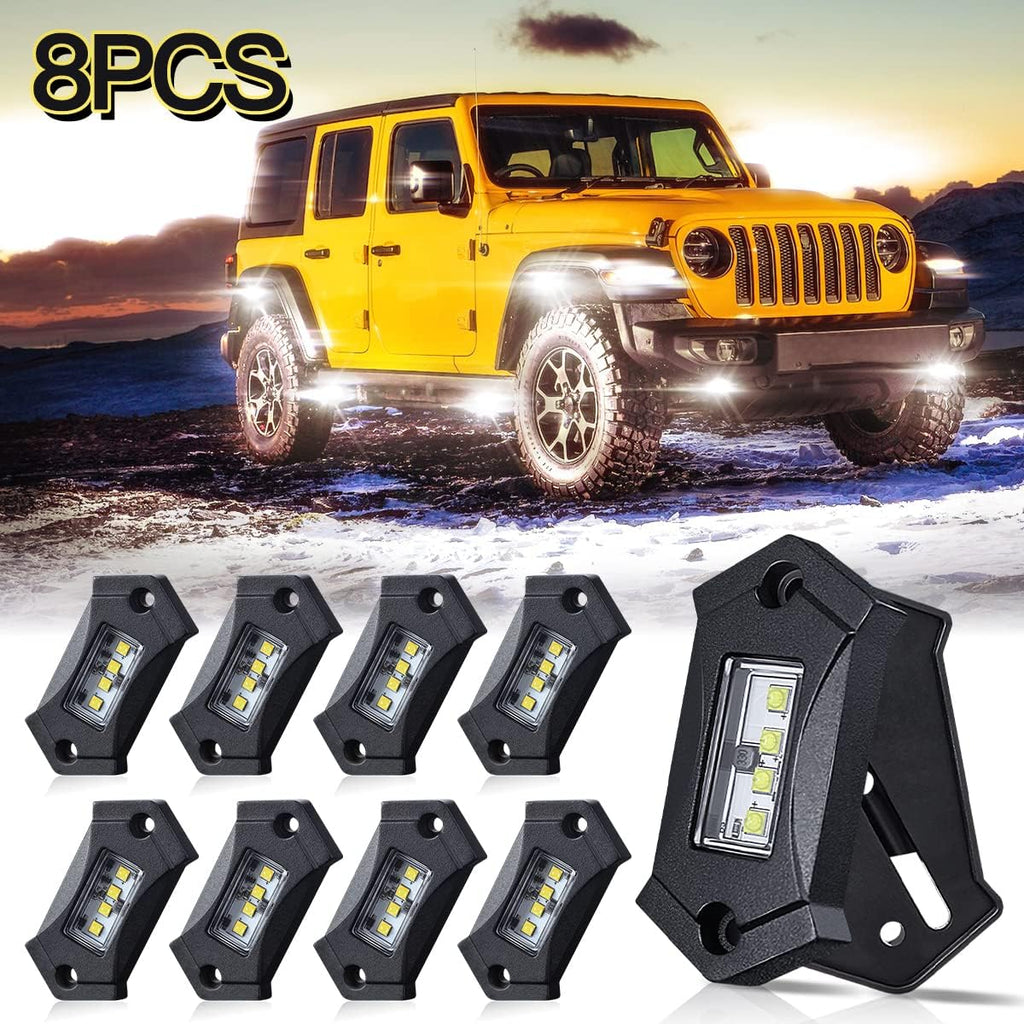 White LED Rock Lights 8 Pods D7410