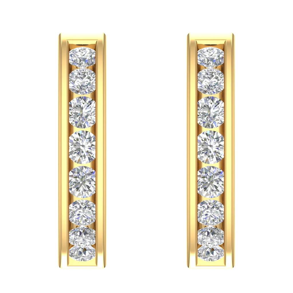 14K Yellow Gold Diamond Hoop Huggies Earrings G922008