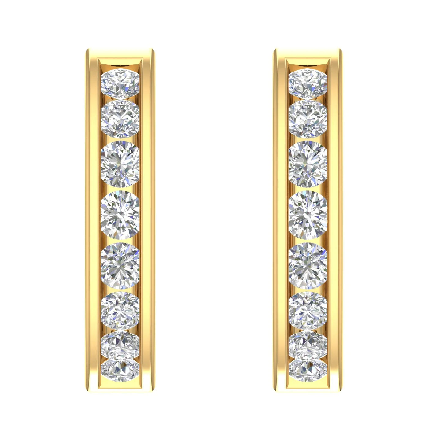 14K Yellow Gold Diamond Hoop Huggies Earrings G922008