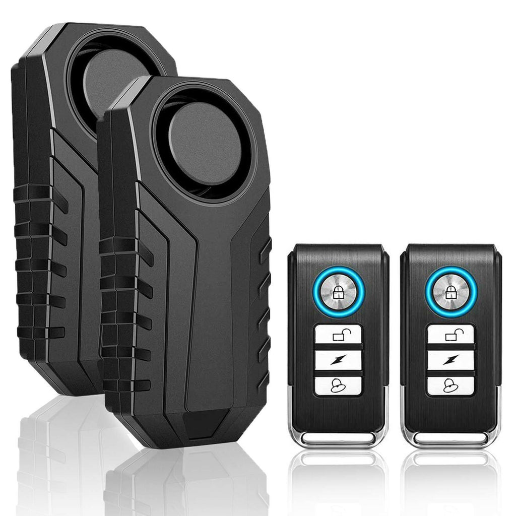 2 Set Wireless Bike Alarm with Remote, Anti-Theft Vibration Motion Sensor Alarm, IP55 Waterproof 113dB Alarm P498