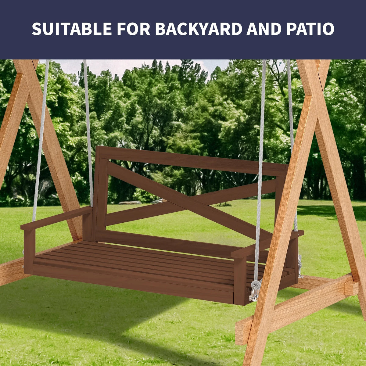 Brown Wood Garden Swing for Adult R296956