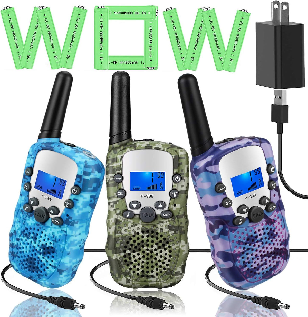 Camouflage Rechargeable Two Way Radios Long Range with Charger Batteries E444312
