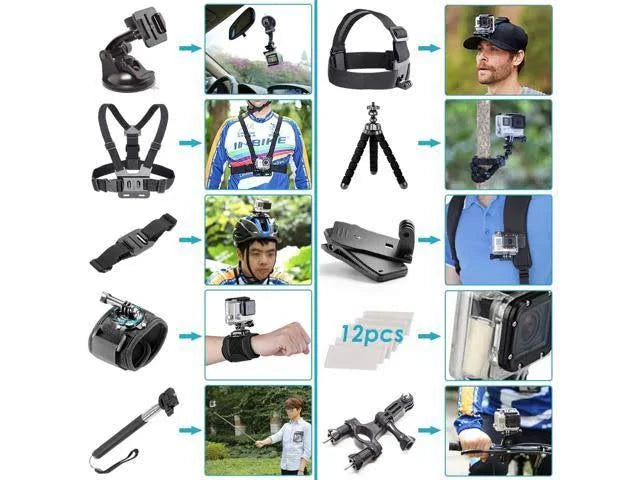 4K Waterproof Action Camera with 50 Piece Accessory Kit O9641