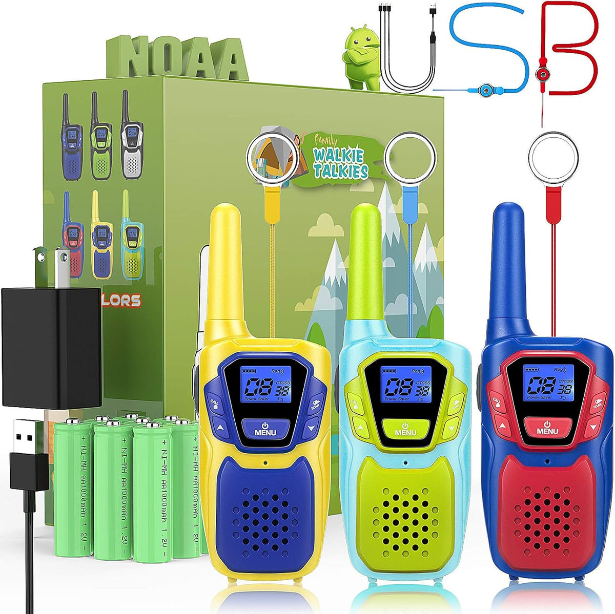 Camouflage Rechargeable Two Way Radios Long Range with Charger Batteries E444312
