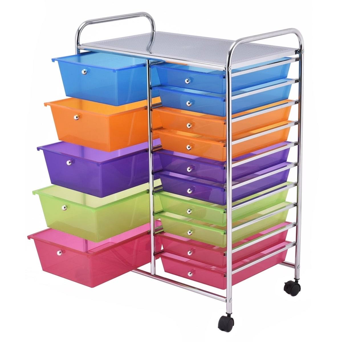 15-Drawer Utility Organizer Rolling Cart with Wheels G9756