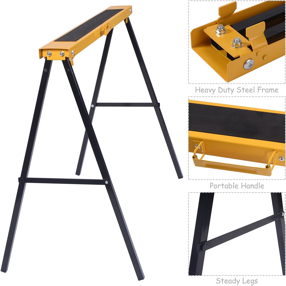 Heavy Duty Folding Sawhorse Pair, 275 lb Weight Capacity Each M39889