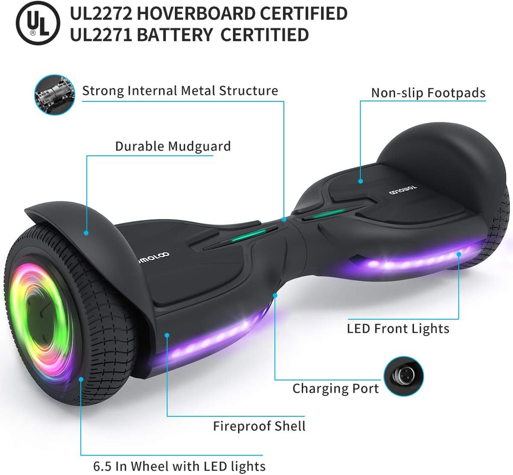 6.5 Inch Solid 2 Wheel Hoverboard with Bluetooth and LED Lights S552220