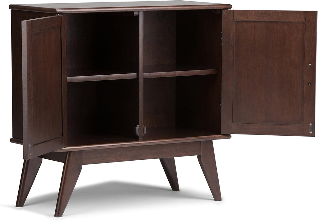Medium Auburn Brown Solid Wood Low Storage Cabinet with 2 Doors and 2 Adjustable Shelves K869562