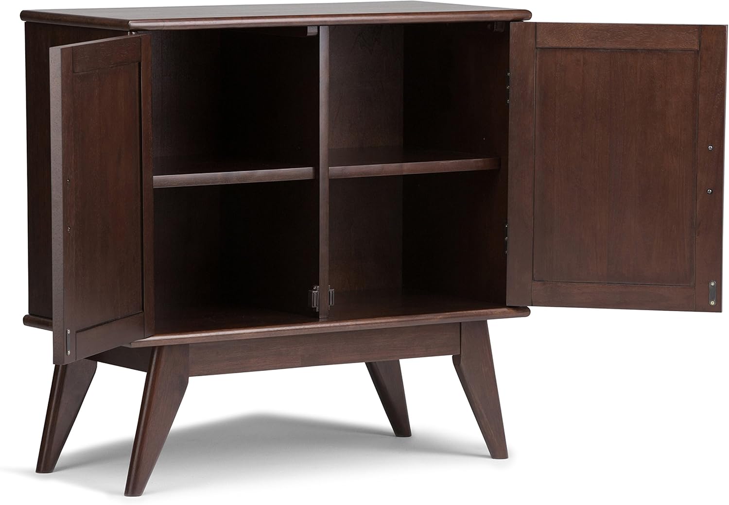 Medium Auburn Brown Solid Wood Low Storage Cabinet with 2 Doors and 2 Adjustable Shelves K869562