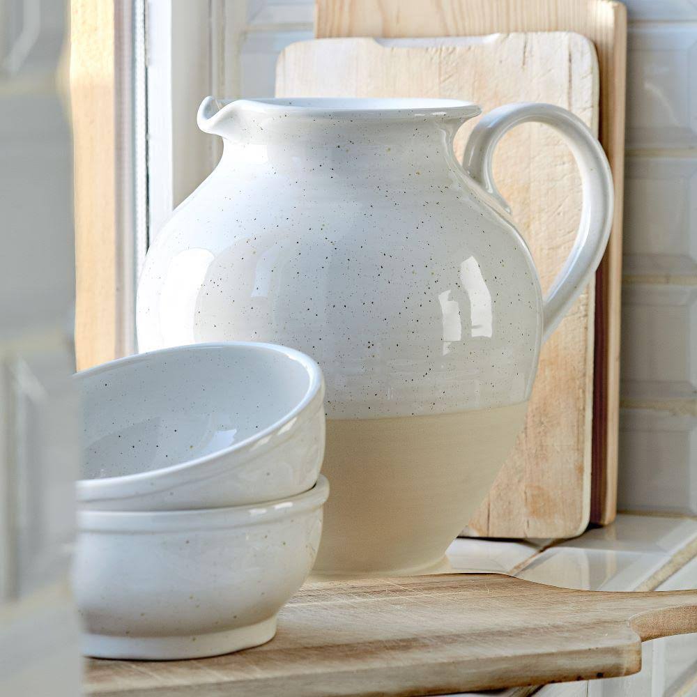 White Large Stoneware Ceramic Canister R80351