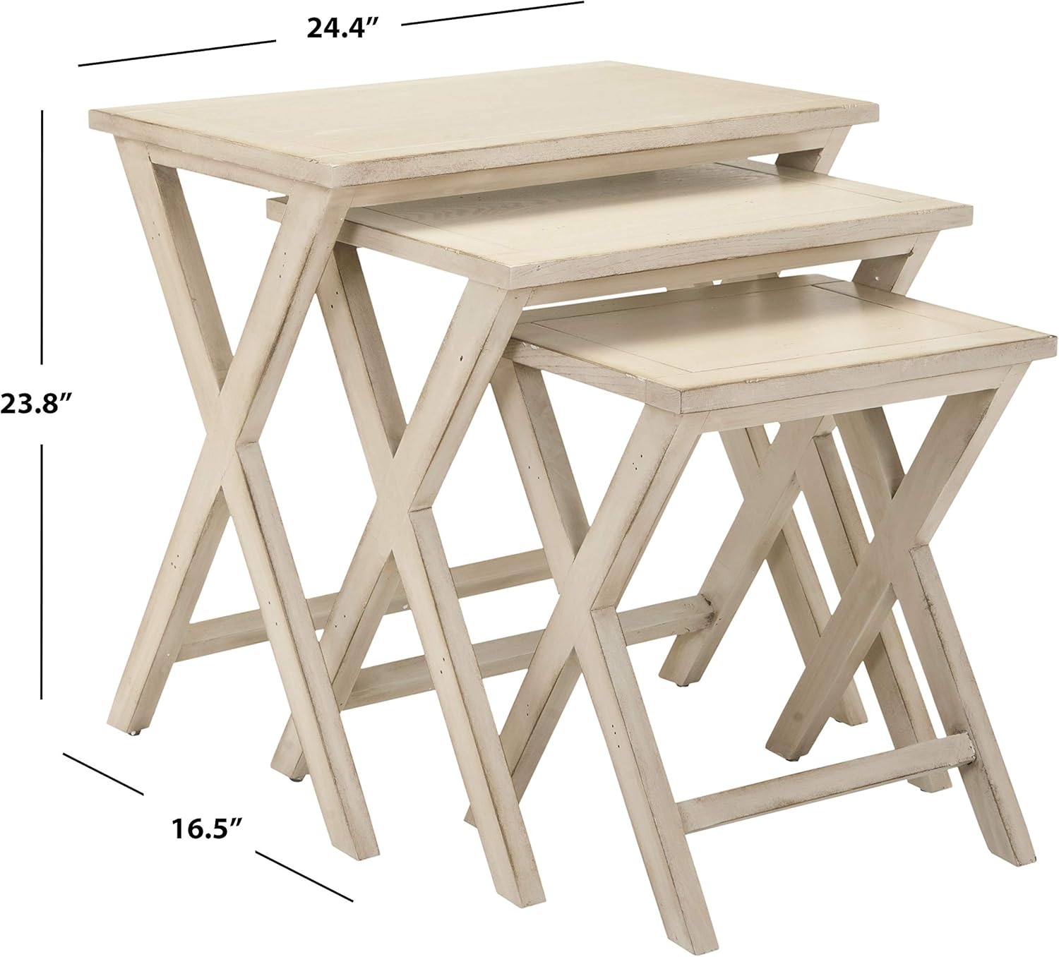 Antiqued White Stacking Tray Tables M702