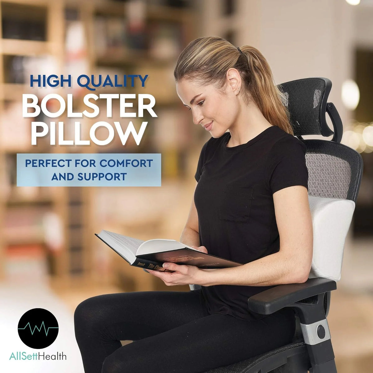 2 Pack XXL Half Moon Bolster Pillow with White Cotton Machine Washable Cover, Premium Memory Foam, 20.5" x 8" x 4.5" H654591