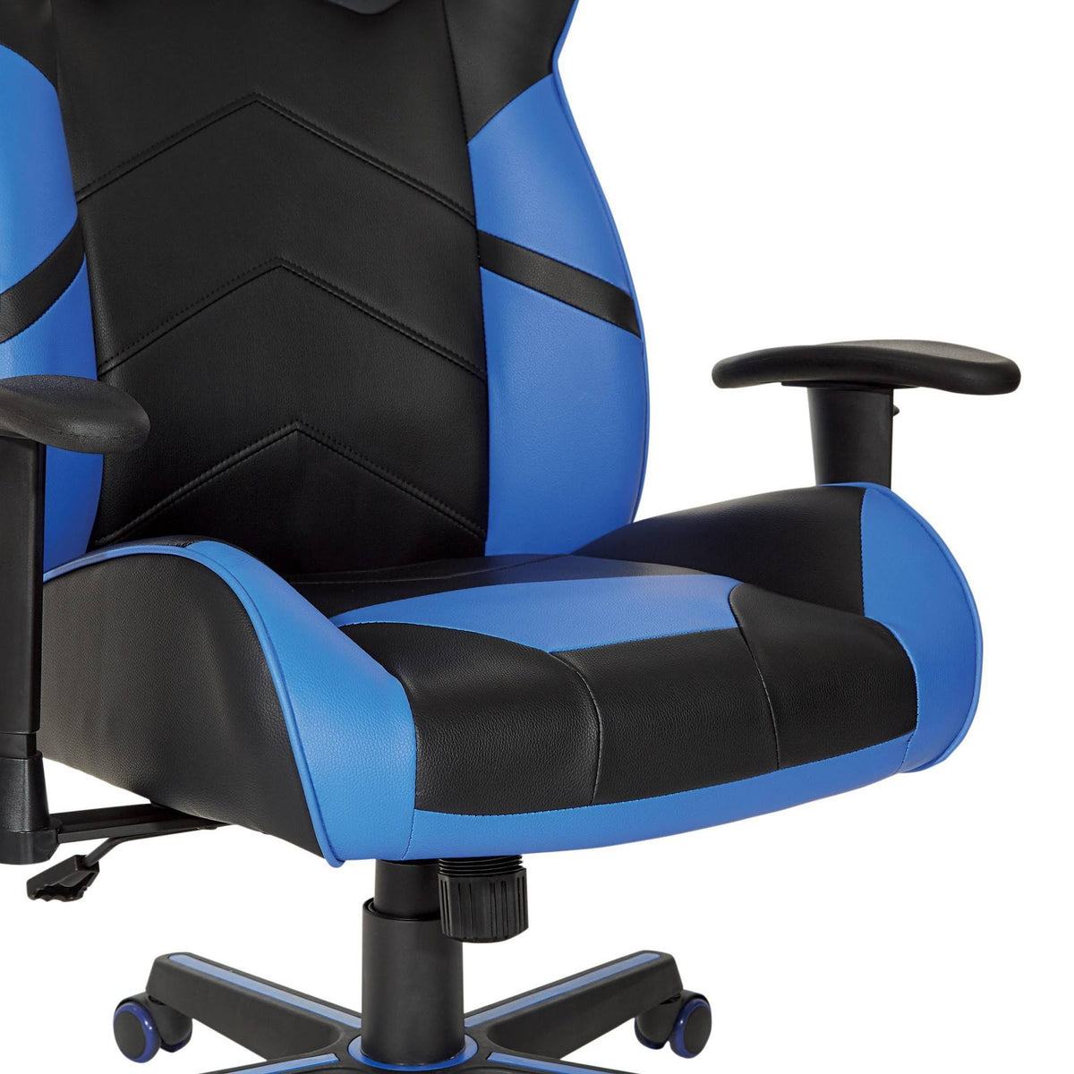 Black Faux Leather Gaming Chair with Blue Accents N208