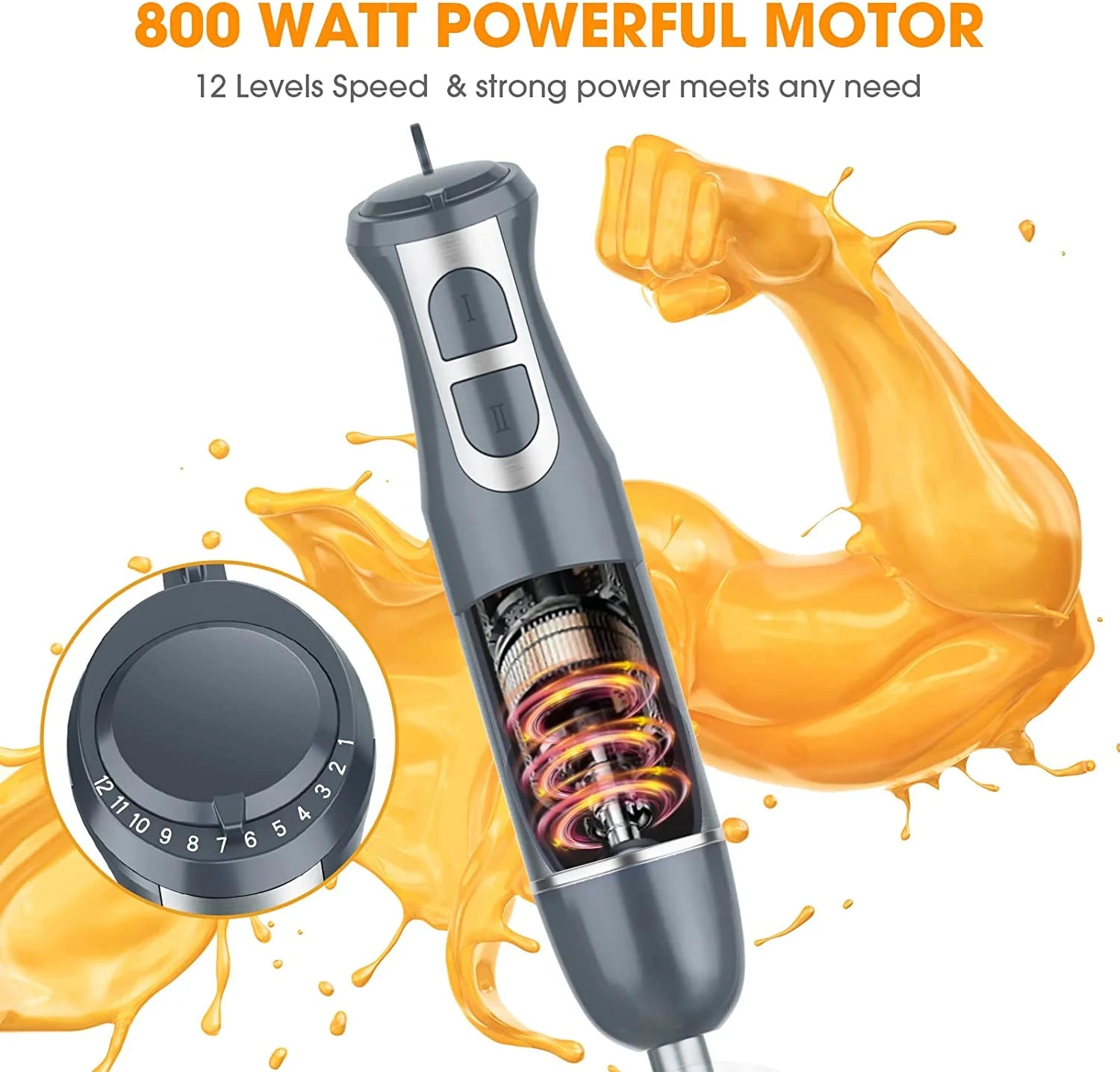 800W Stainless Steel Hand Blender with Turbo Mode F31215