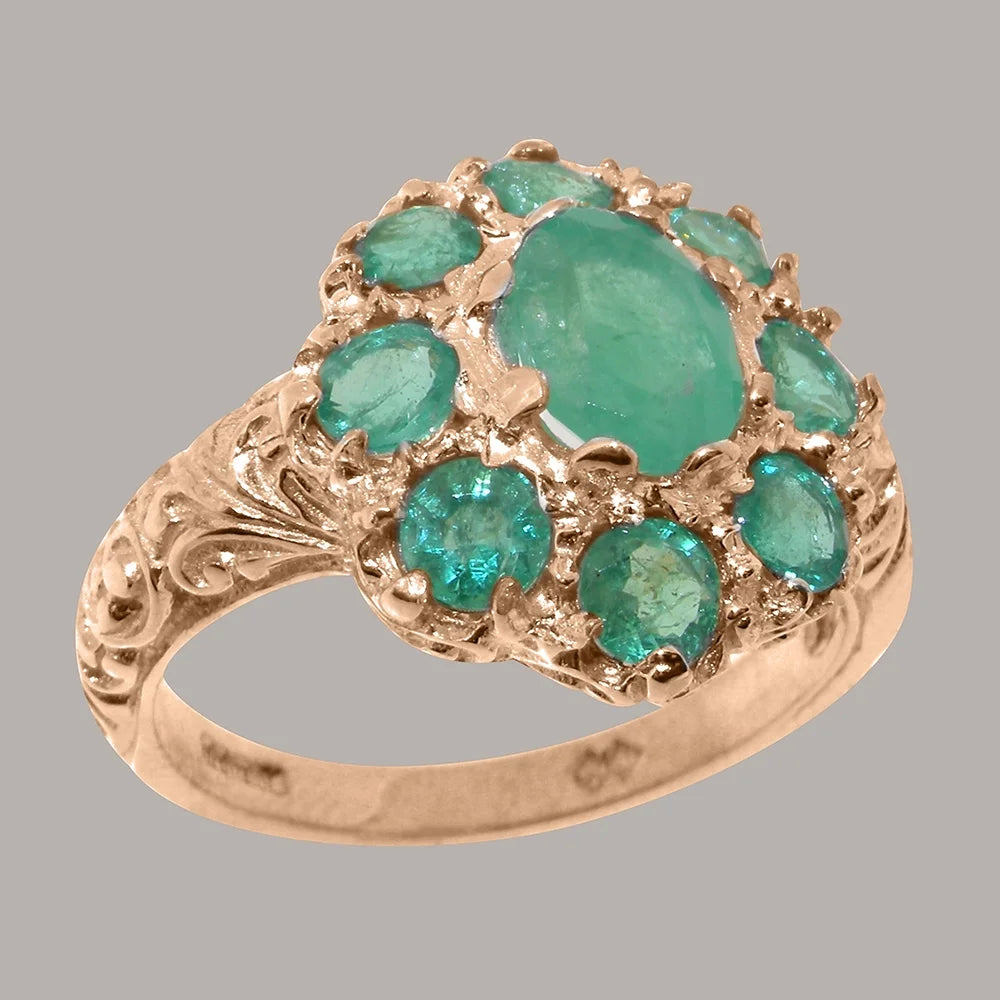 18k Rose Gold Natural Emerald Statement Ring T9730