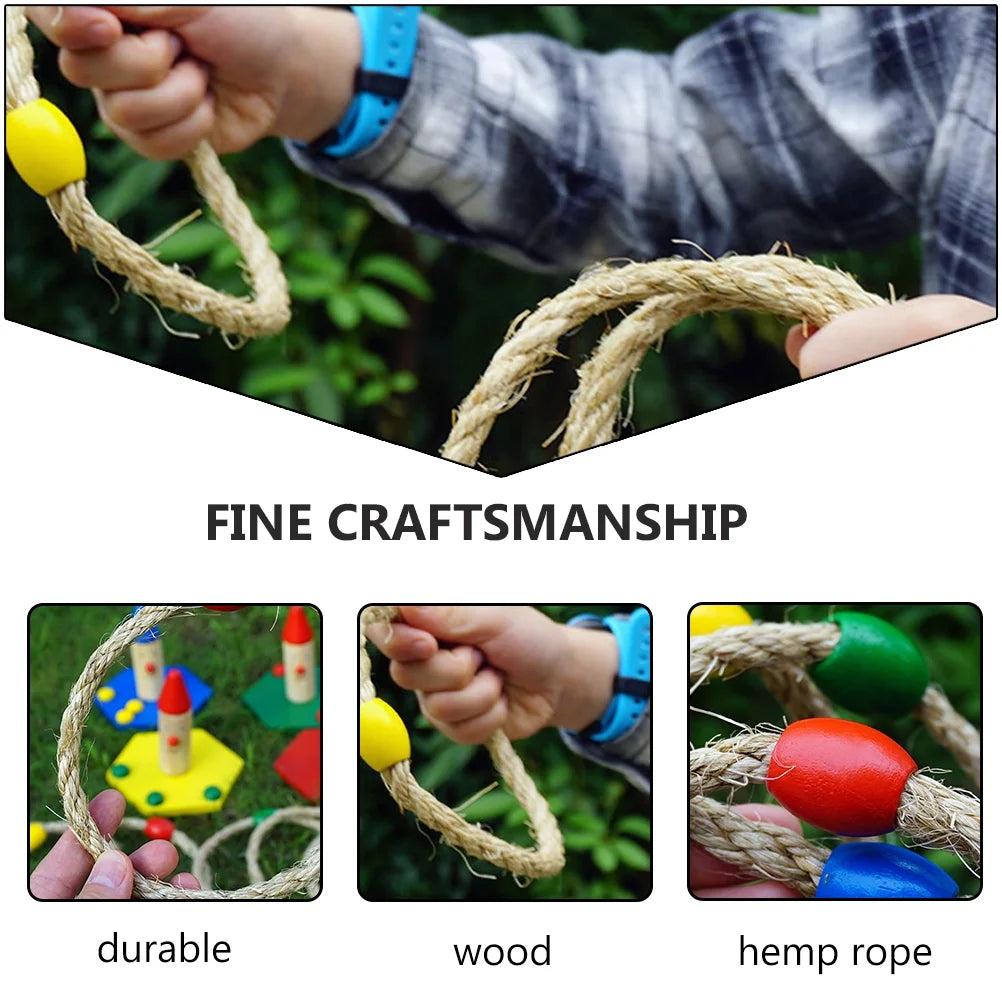 8 PCS Wooden Ring Toss Game Outdoor Toy W18583