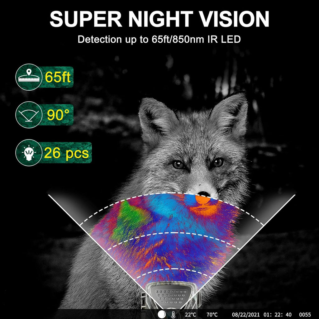 2.7K 28MP Trail Camera with Night Vision, Waterproof IP66, Pack of 2 H619442