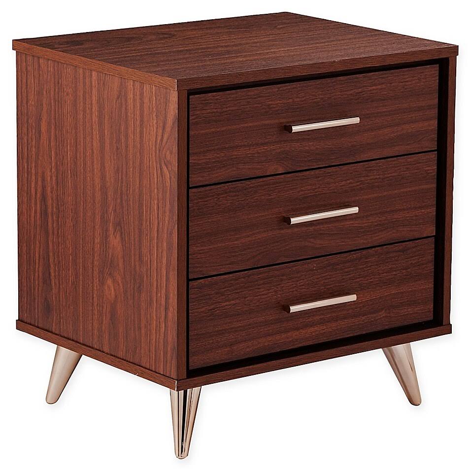 Walnut Bedside Table with Drawers P784019