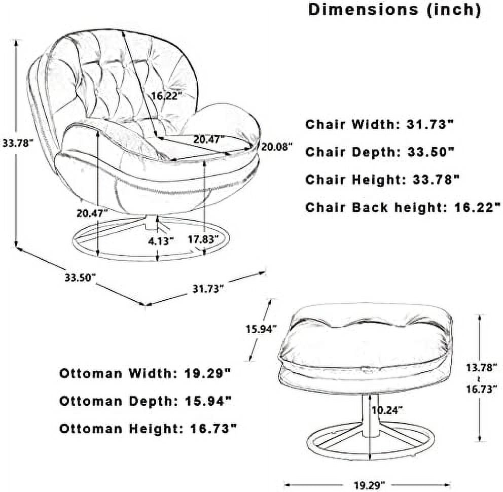 Velvet Swivel Accent Chair with Ottoman Set C5756