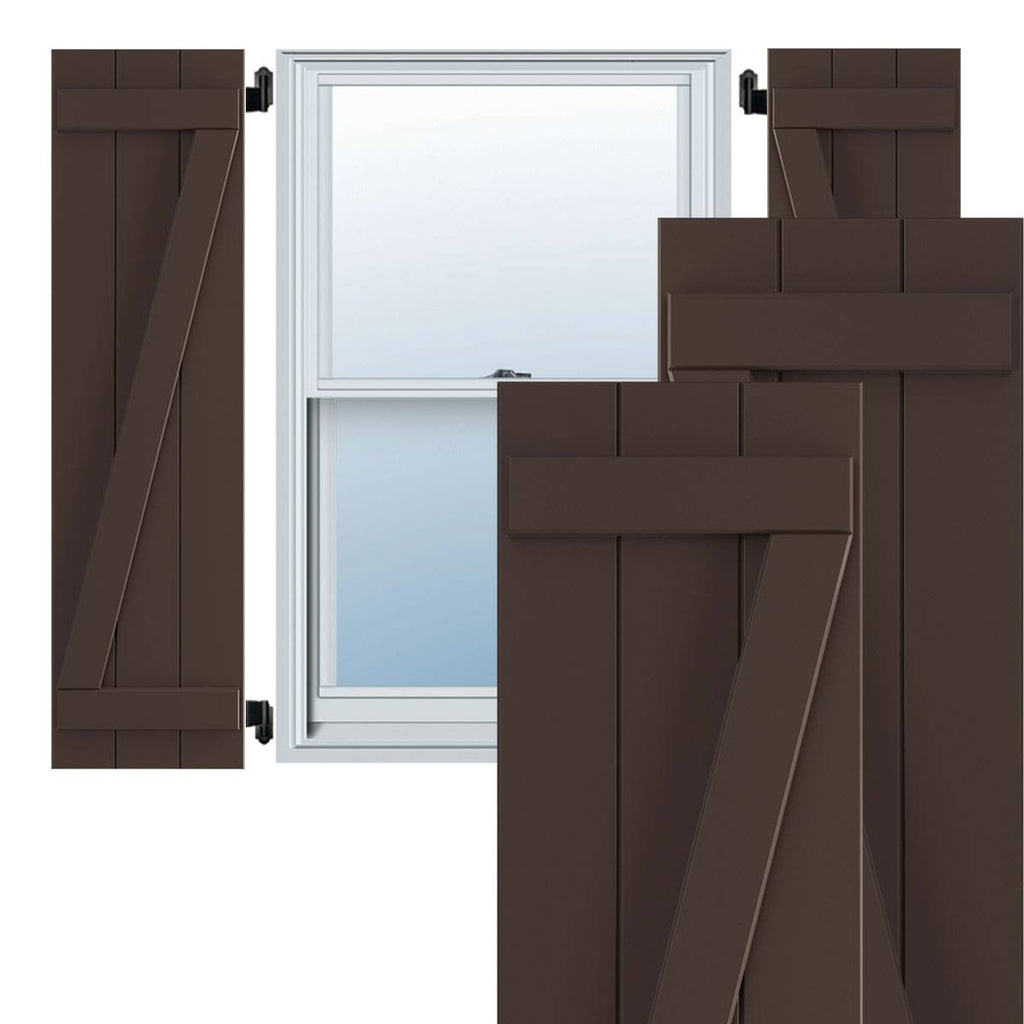 16-1/8x22 x 66x22 PVC Board and Batten Shutters, Raisin Brown (Per Pair) V246800