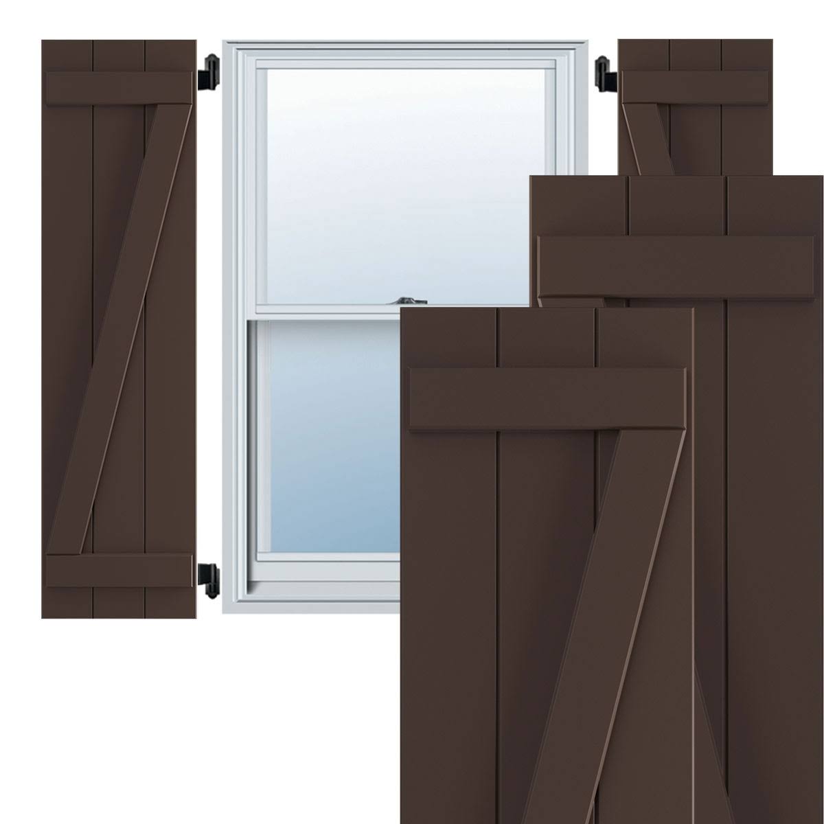 16-1/8x22 x 66x22 PVC Board and Batten Shutters, Raisin Brown (Per Pair) V246800