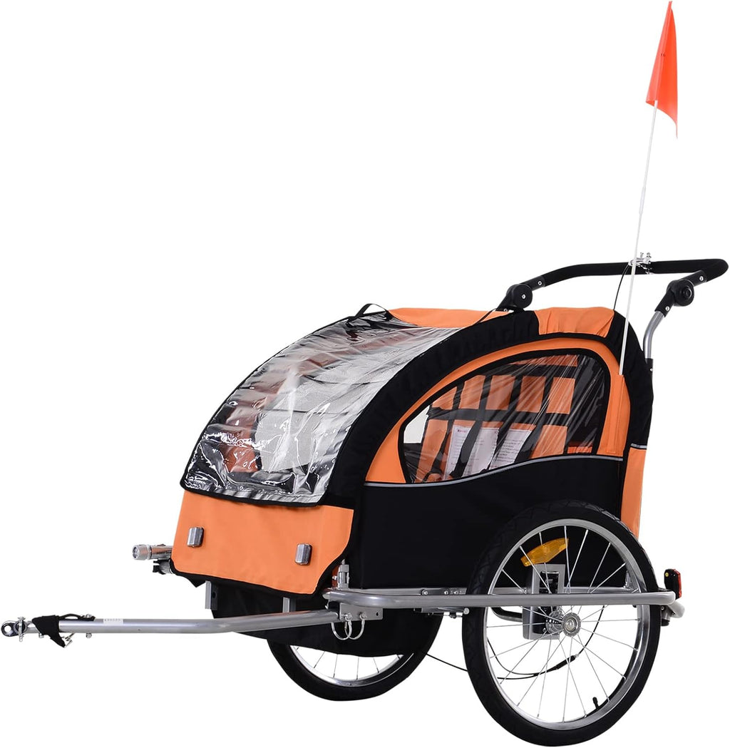 Double Child Two-Wheel Bicycle Cargo Trailer with 2 Harnesses Y227