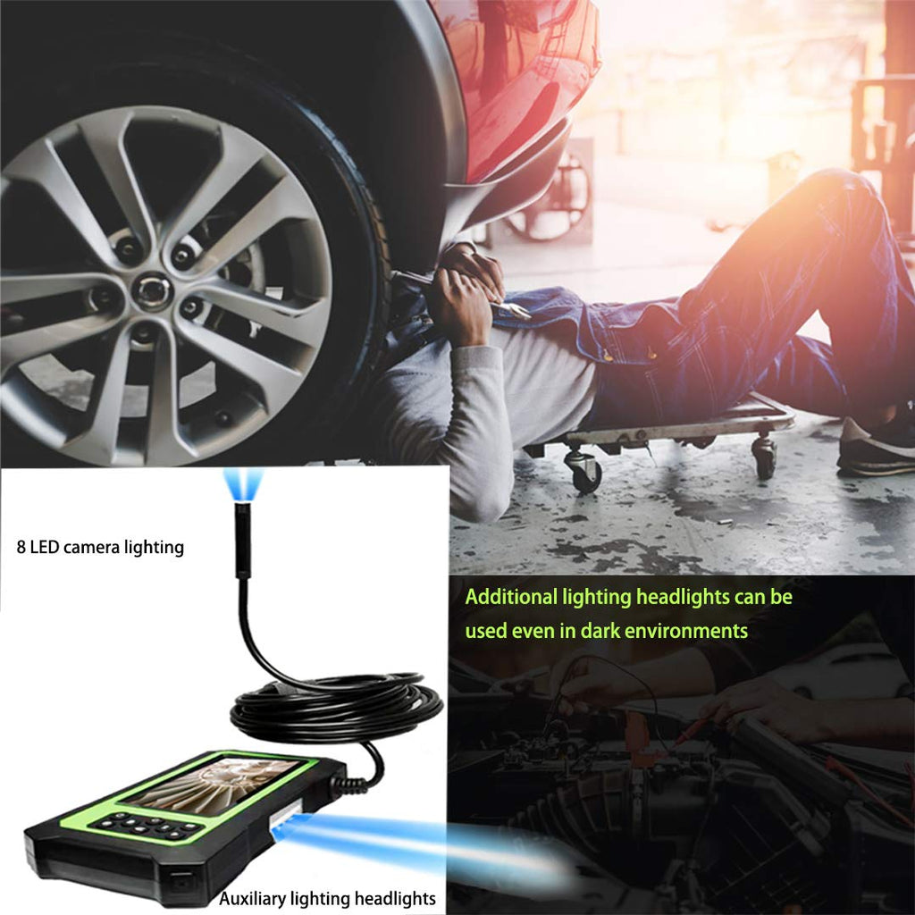 Dual Lens Video Endoscope Camera with Lights, 1080P Borescope Inspection Camera, 8 mm IP67 Waterproof, 16.5FT Semi-Rigid Cable, 32GB Card F563414