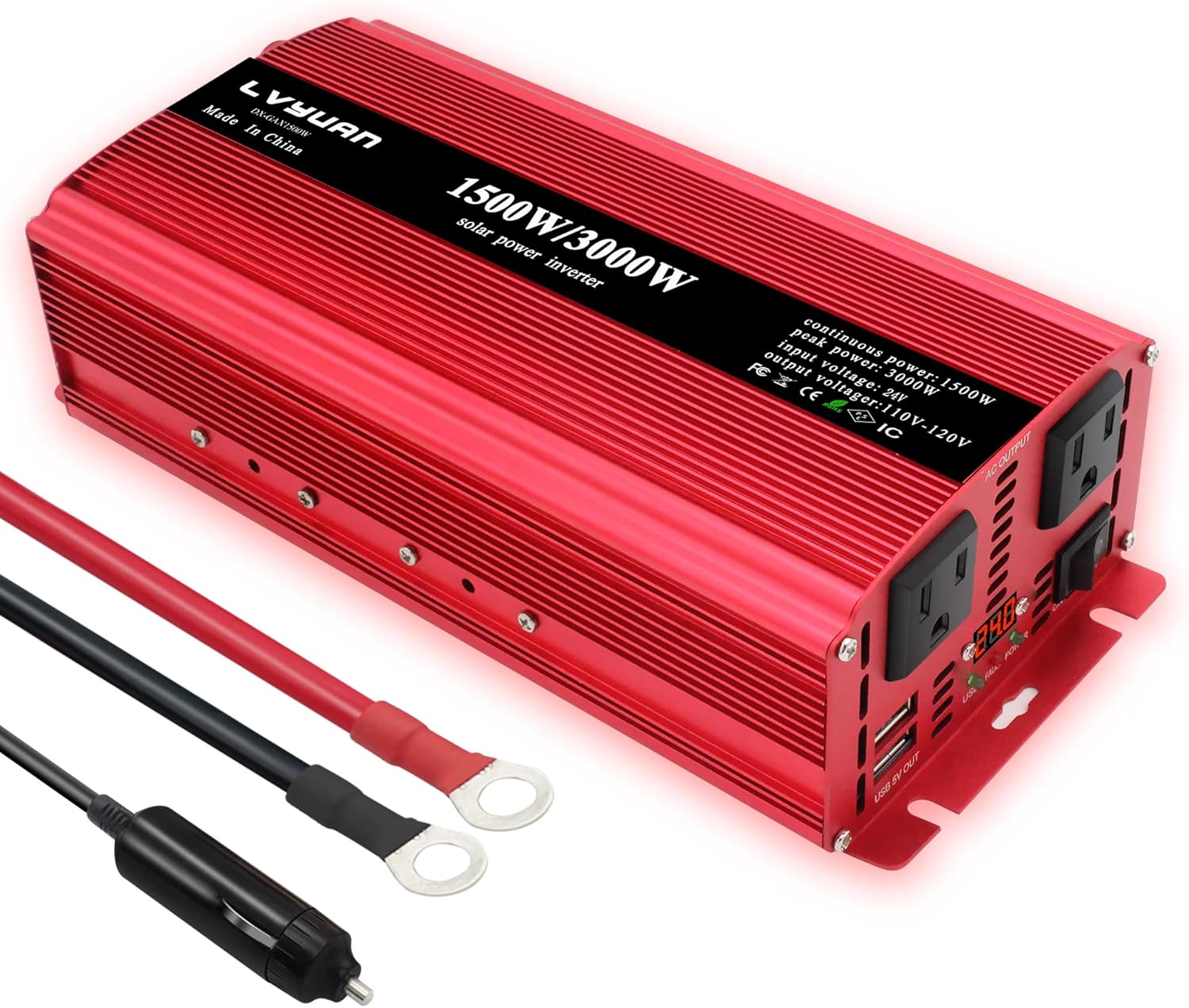 1000W/2000W Peak DC 12V to 110V AC Power Inverter with 3.1A USB Car Adapter and Cigarette Lighter, Pack of 2 T1300