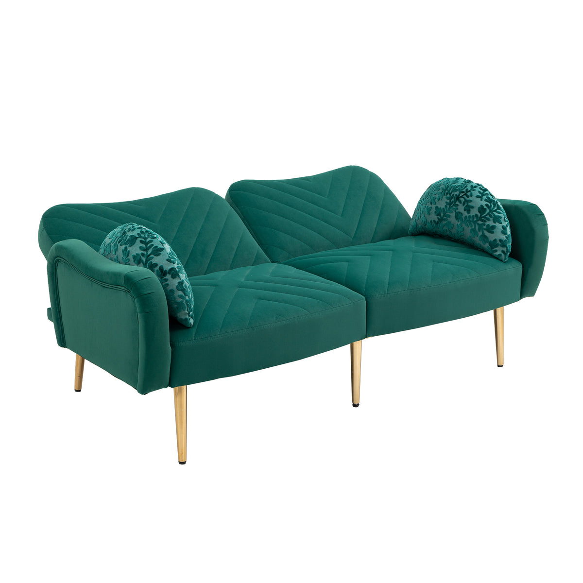 65 inch Velvet Loveseat Sofa with 2 Bolster Pillows T52729