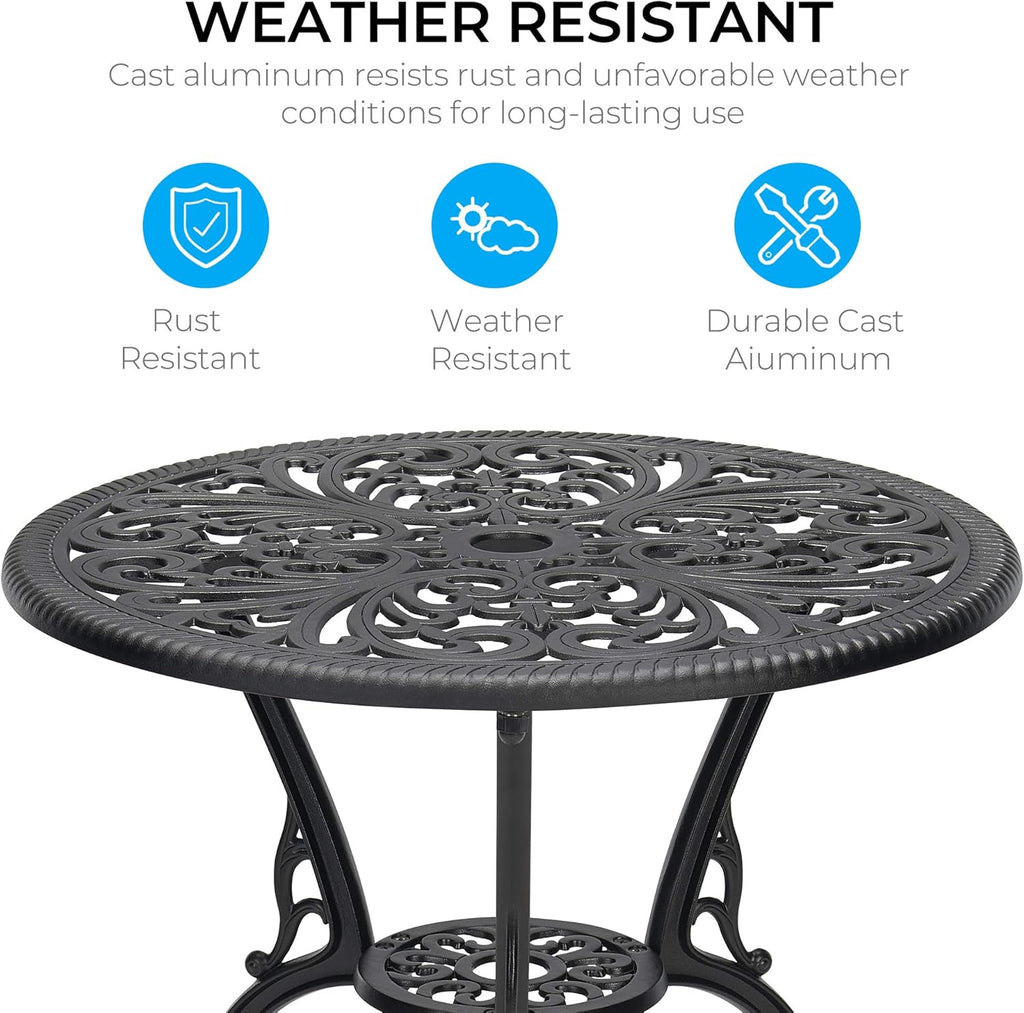 3-Piece Cast Aluminum Patio Bistro Set Black N994056