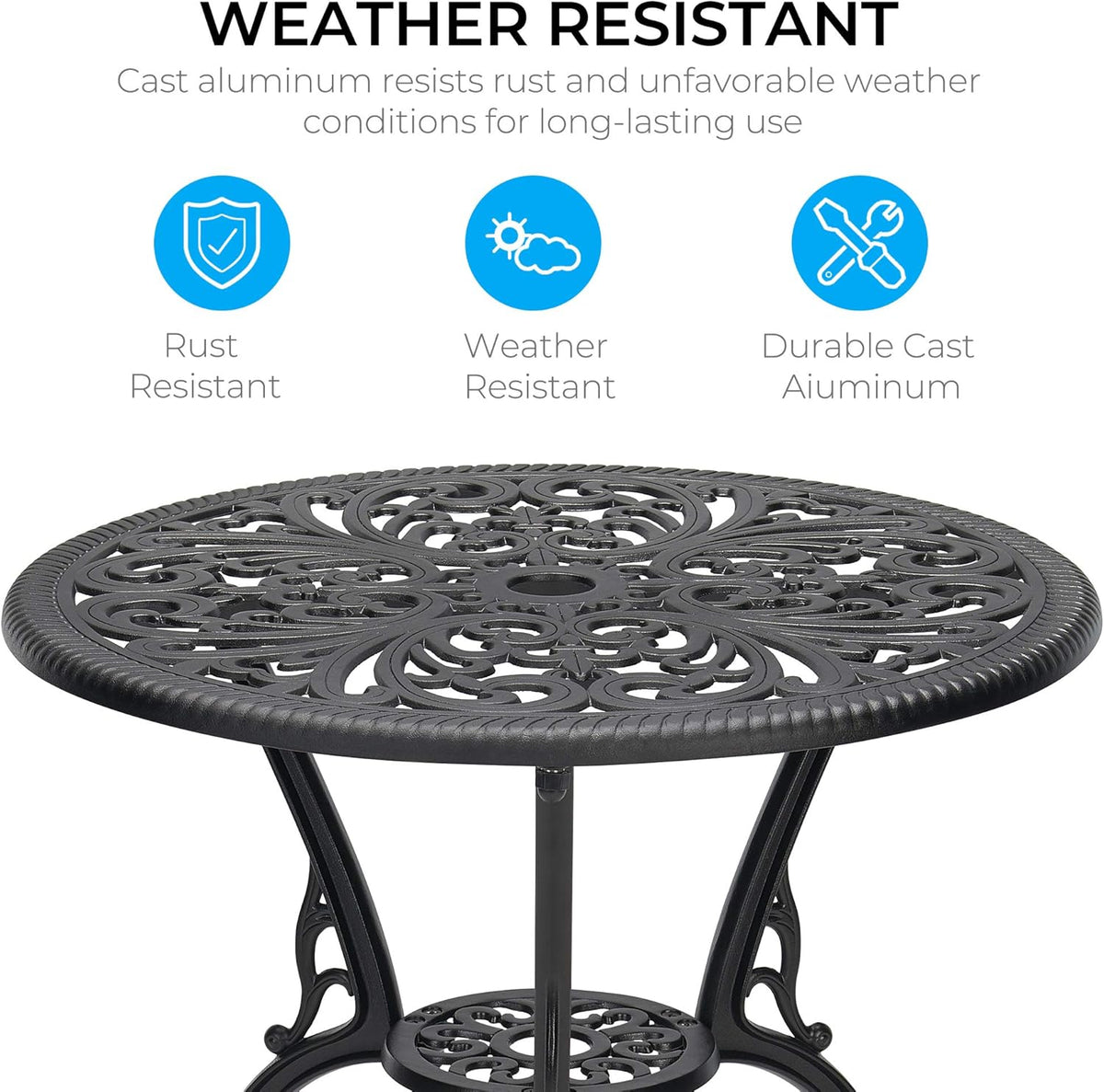 3-Piece Cast Aluminum Patio Bistro Set Black N994056