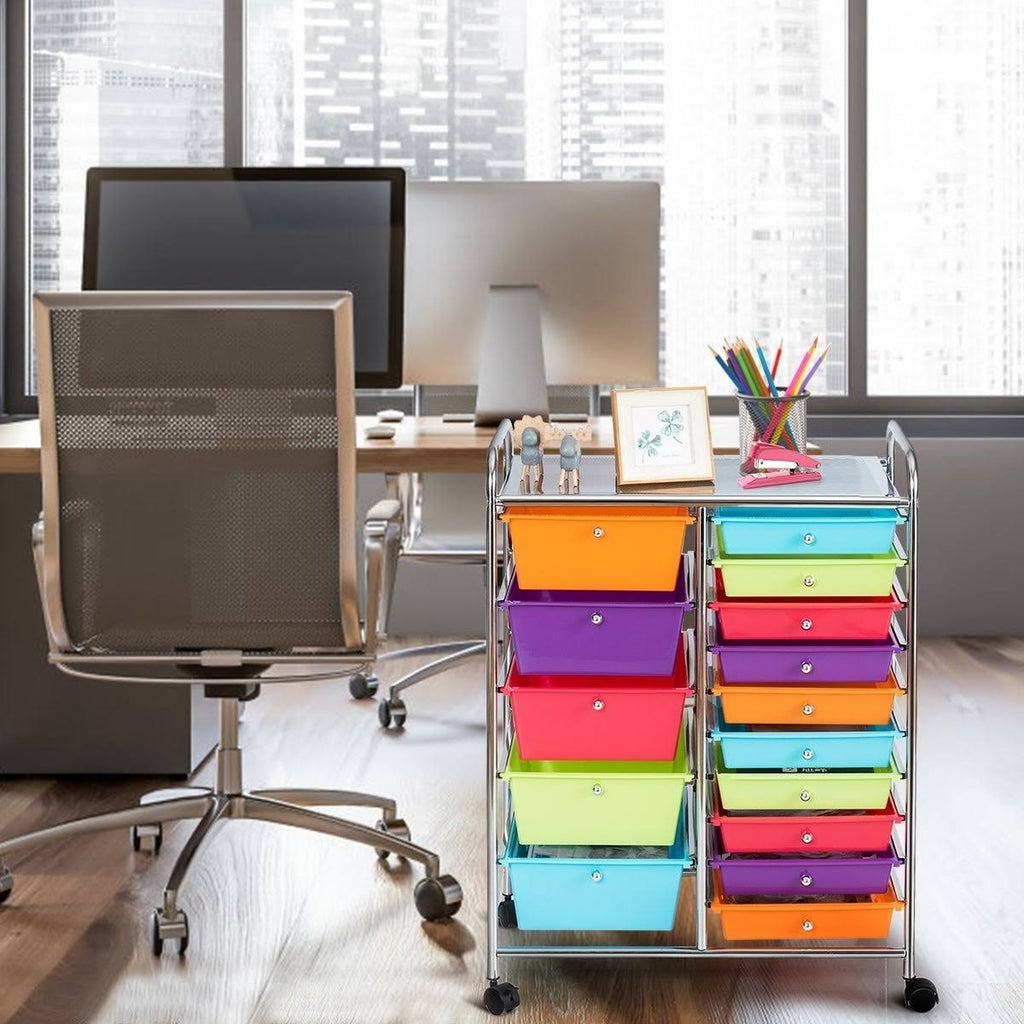 15-Drawer Utility Organizer Rolling Cart with Wheels G9756