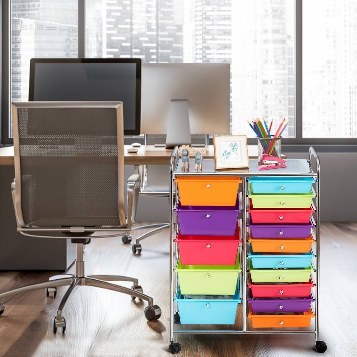 15-Drawer Utility Organizer Rolling Cart with Wheels G9756