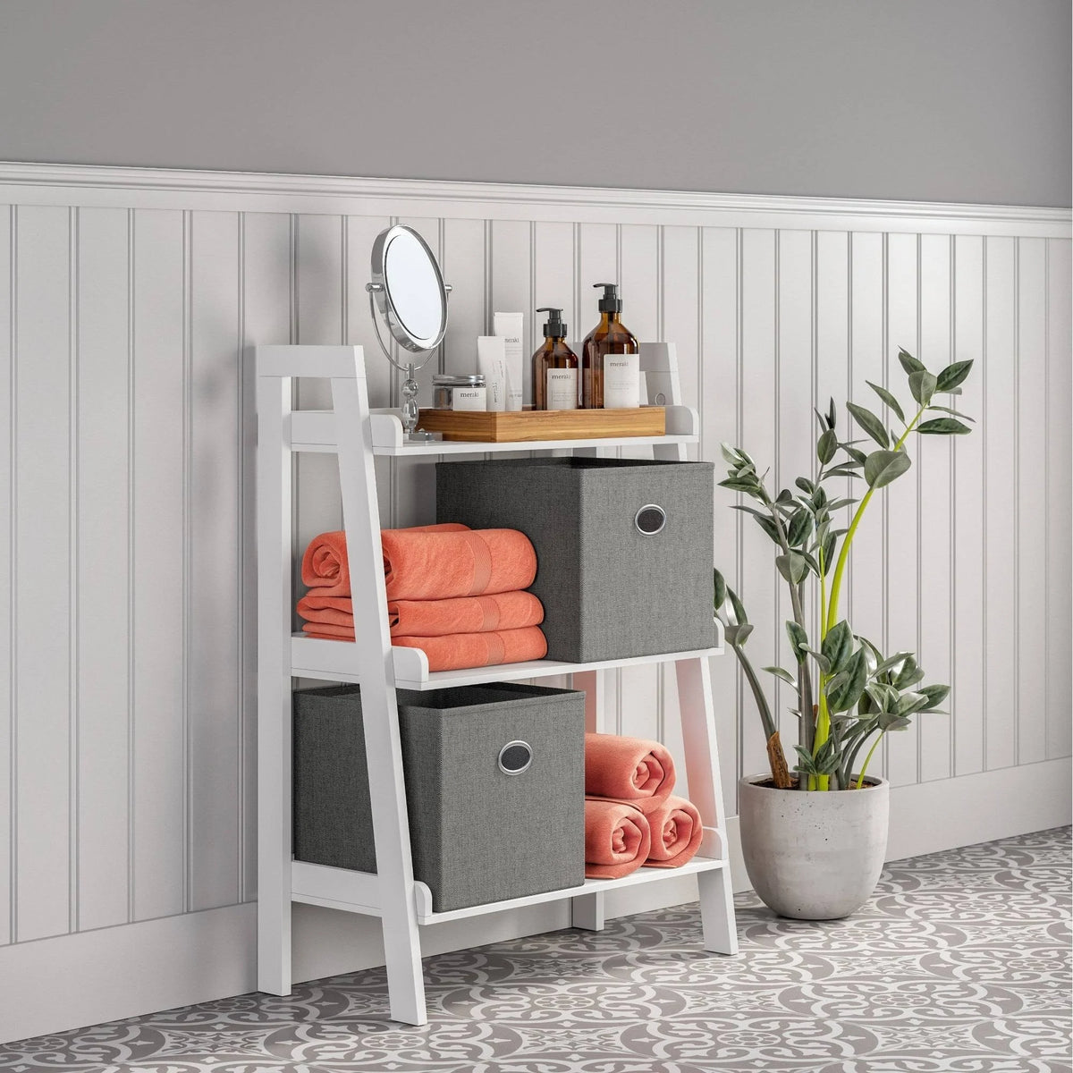 3-Tier Ladder Shelf, Gray O389