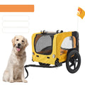 Yellow Foldable Pet Stroller Dog Carrier Bicycle Trailer T743535