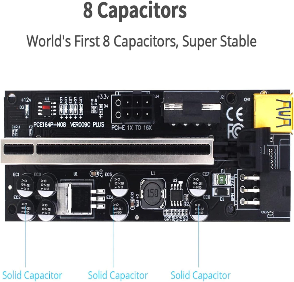 6PCS PCI-E Riser Card X16 Extender Cable F331205