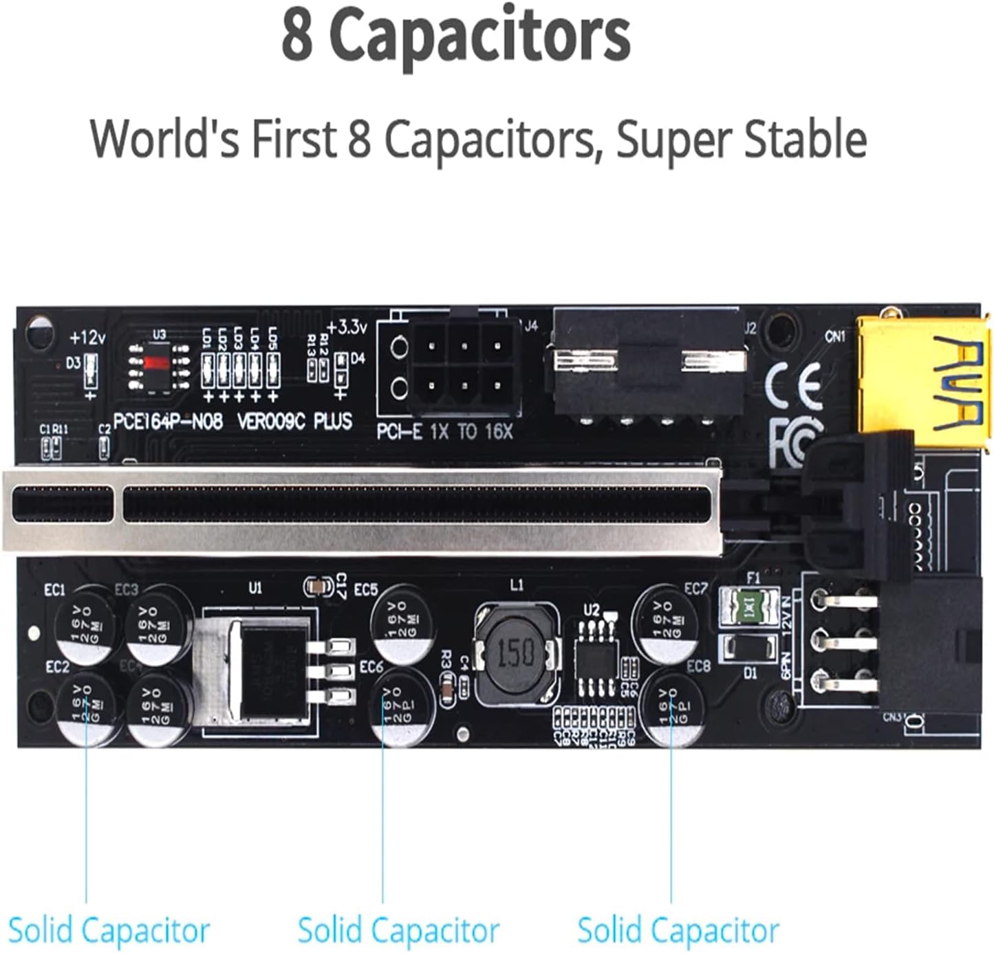 6PCS PCI-E Riser Card X16 Extender Cable F331205