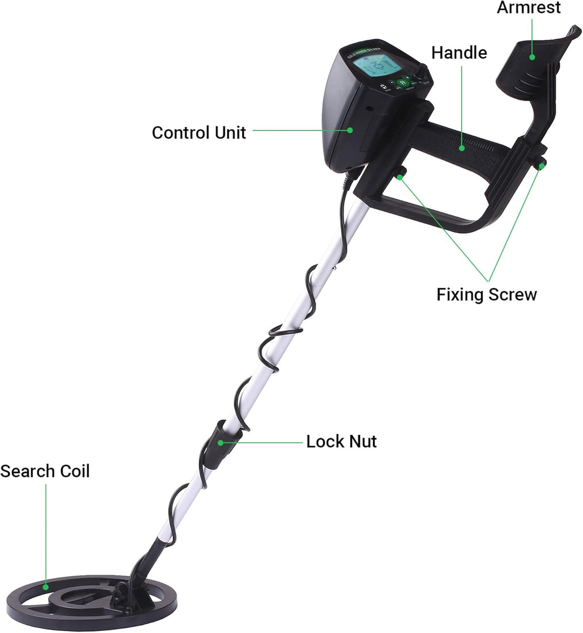 3" LCD Display Underground Metal Detector with 8" Waterproof Search Coil U685878