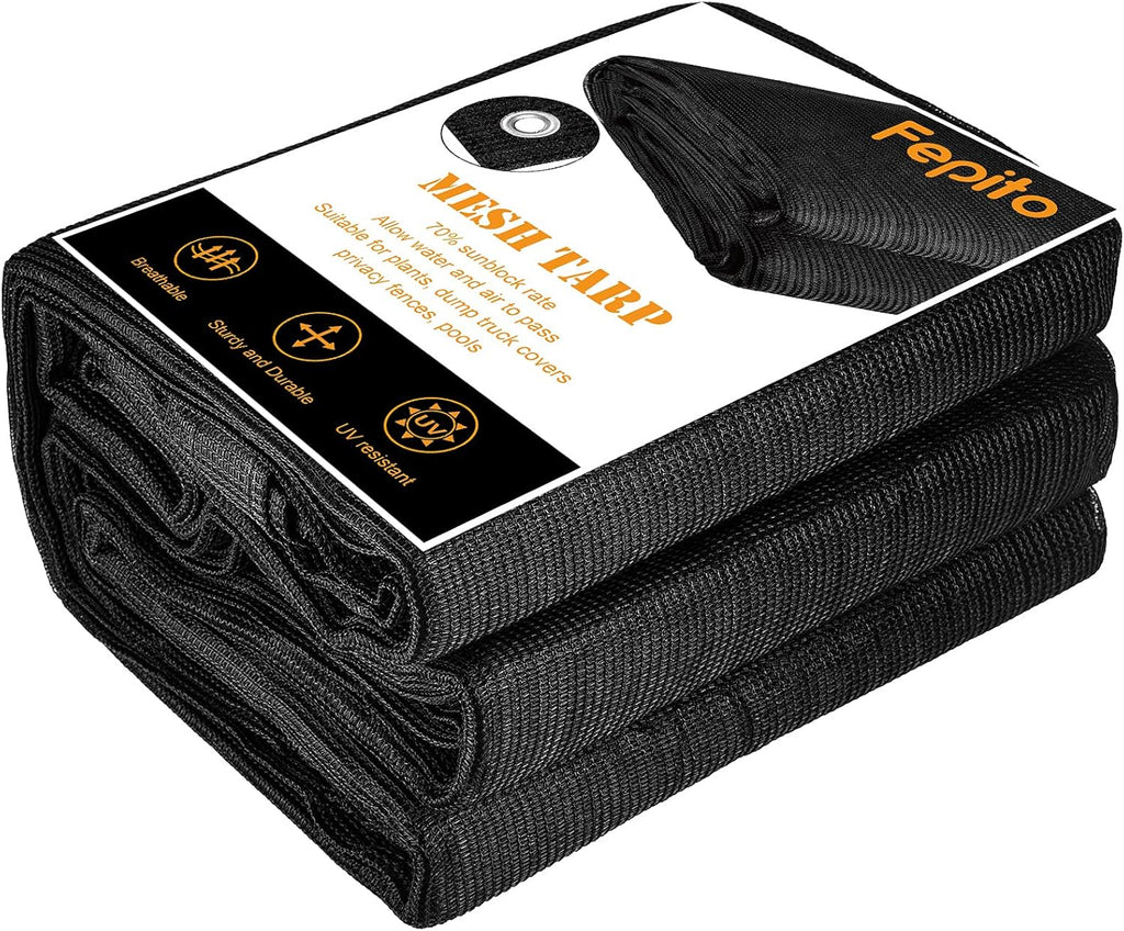 Black Heavy-Duty Mesh Tarp 10ftx20ft Pack of 2 B657