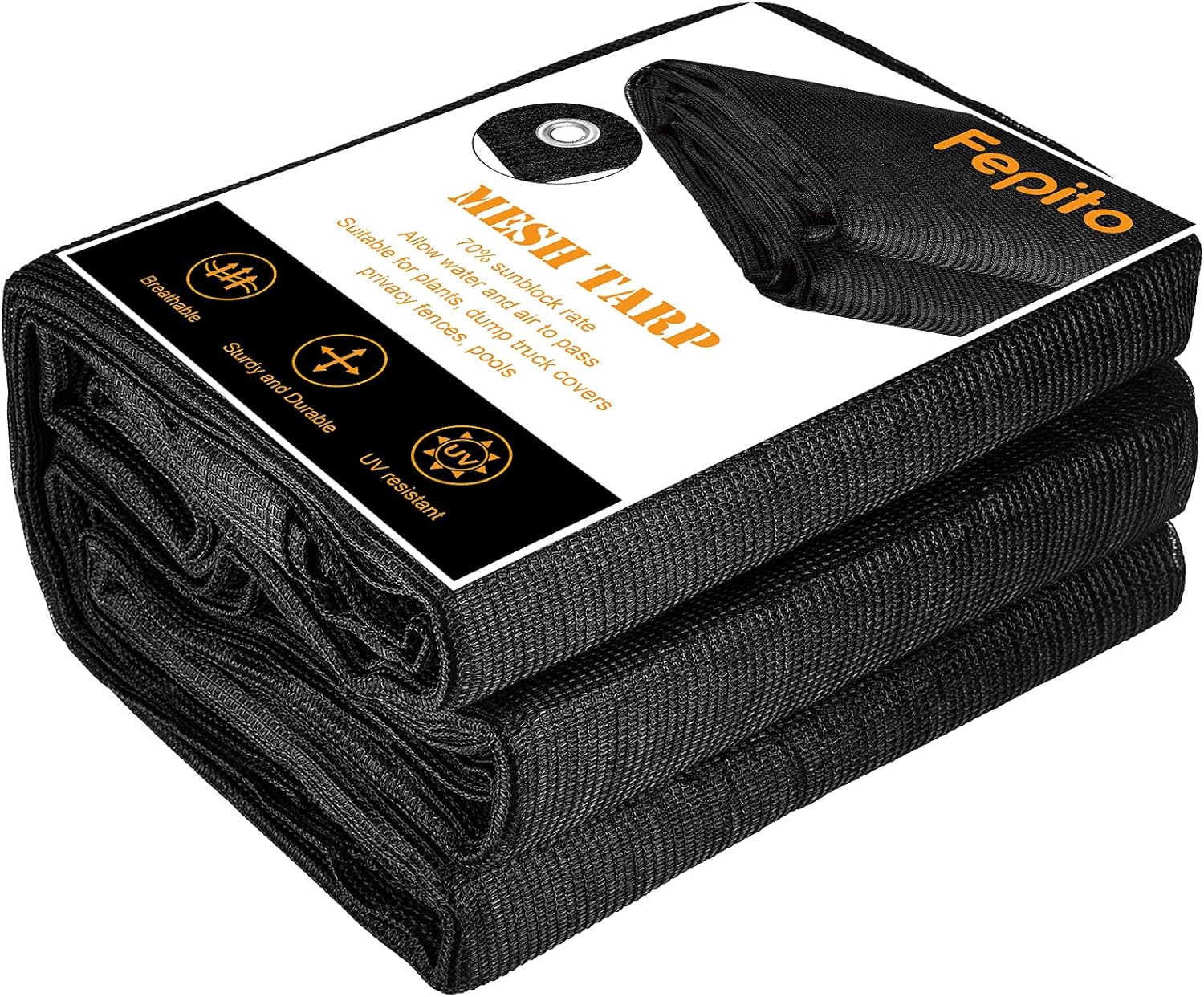 Black Heavy-Duty Mesh Tarp 10ftx20ft Pack of 2 B657