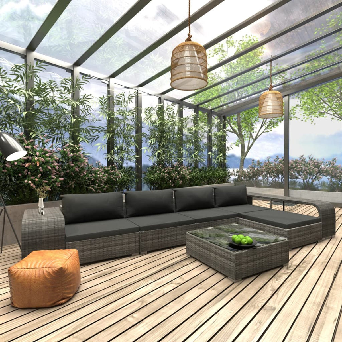8 Piece Poly Rattan Outdoor Sectional Sofa Set with Cushions B8881