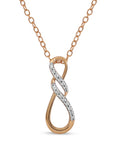 10K Rose Gold Diamond Infinity Pendant Necklace T516